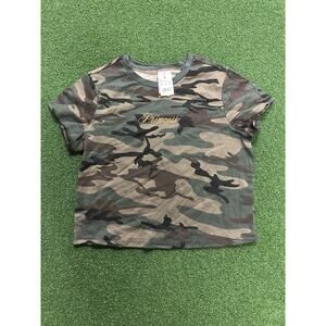 Zoe + Liv Shirt Womens XL Camo Camouflage Princess Embroidered Green Tee Top NWT